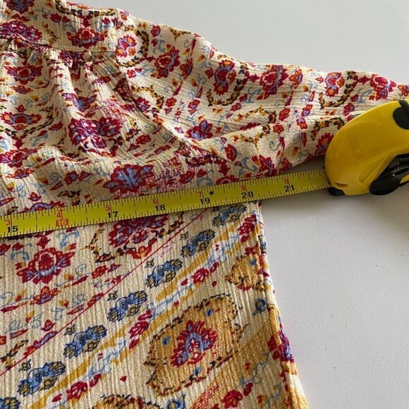 NINE WEST JEANS Boho Floral Tunic Multicolor Roll Tab 1/2 Sleeves Size Small - Picture 7 of 8